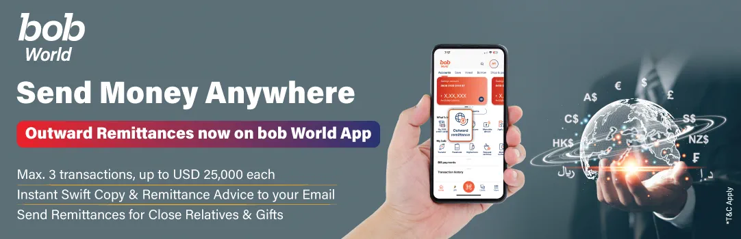 outward remittance on bob world app